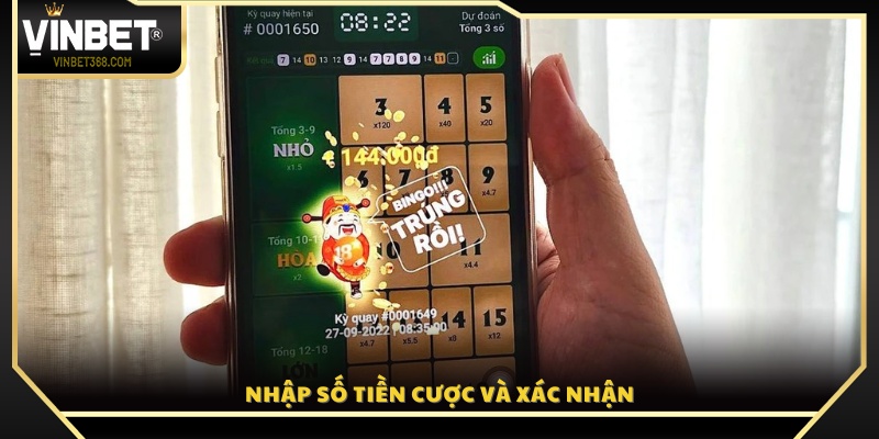 Điền số tiền muốn cược rồi bấm xác nhận giao dịch